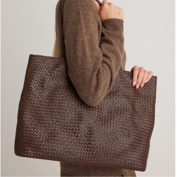 Quince Italian Leather Handwoven Tote - Picture 1 of 11